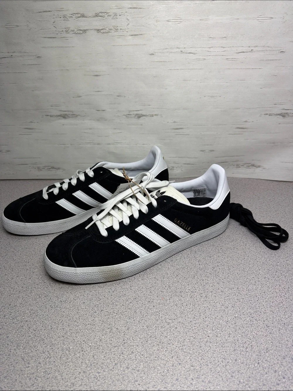 adidas Black and White Suede Sneakers with White Stripes
